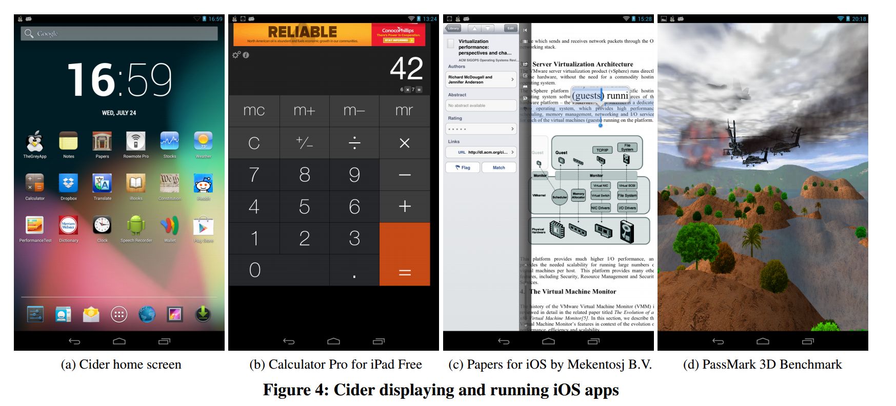 Exemple d'affichage Cider sur tablette Nexus 7